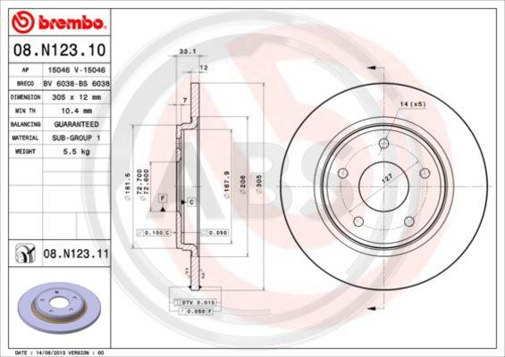 A.B.S. 08.N123.11 - Тормозной диск autosila-amz.com