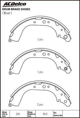 ACDelco ACBS1660 - Комплект тормозных колодок, барабанные autosila-amz.com