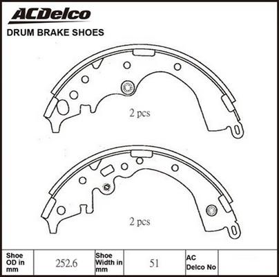 ACDelco ACBS1847 - Комплект тормозных колодок, барабанные autosila-amz.com
