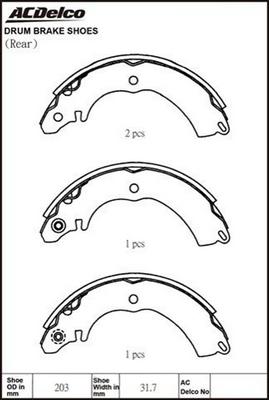 ACDelco ACBS1867 - Комплект тормозных колодок, барабанные autosila-amz.com