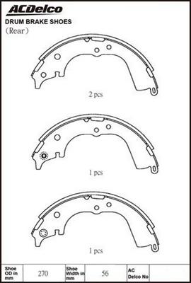 ACDelco ACBS1714 - Комплект тормозных колодок, барабанные autosila-amz.com