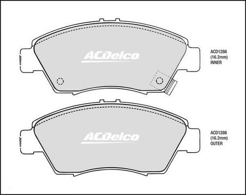 ACDelco ACD1286 - Тормозные колодки, дисковые, комплект autosila-amz.com