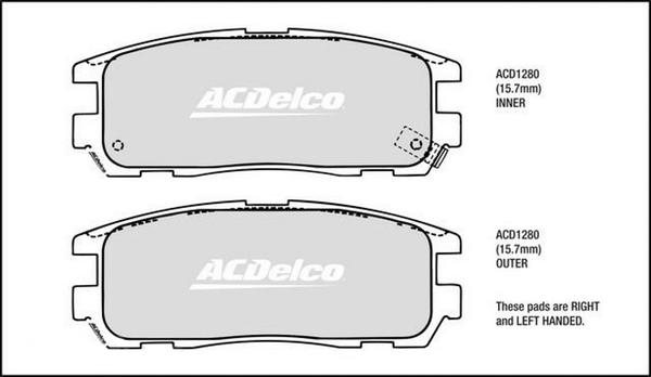 ACDelco ACD1280 - Тормозные колодки, дисковые, комплект autosila-amz.com