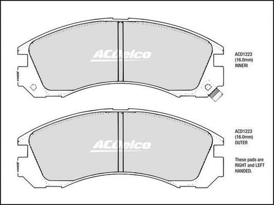 ACDelco ACD1223 - Тормозные колодки, дисковые, комплект autosila-amz.com