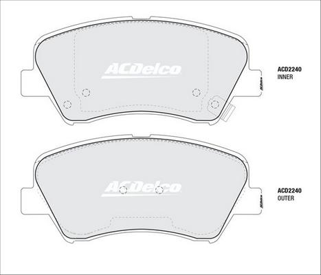 ACDelco ACD2240 - Тормозные колодки, дисковые, комплект autosila-amz.com