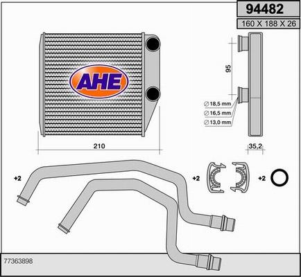 AHE 94482 - Теплообменник, отопление салона autosila-amz.com