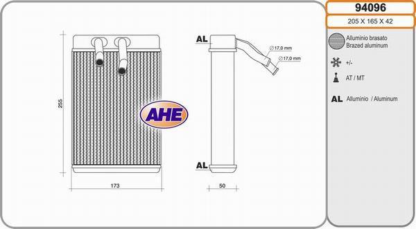 AHE 94096 - Теплообменник, отопление салона autosila-amz.com