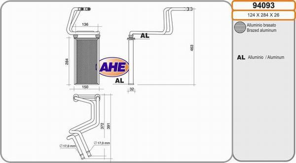 AHE 94093 - Теплообменник, отопление салона autosila-amz.com