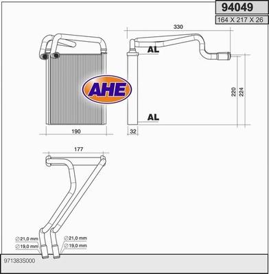 AHE 94049 - Теплообменник, отопление салона autosila-amz.com