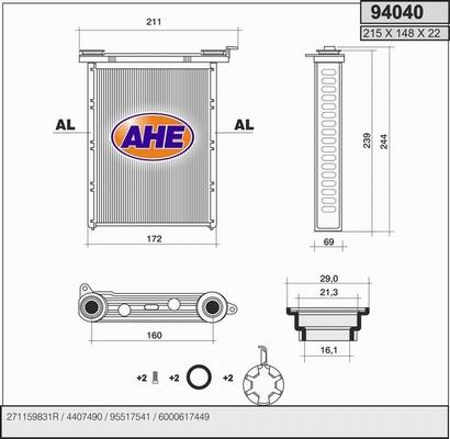 AHE 94040 - Теплообменник, отопление салона autosila-amz.com