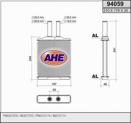 AHE 94059 - Теплообменник, отопление салона autosila-amz.com
