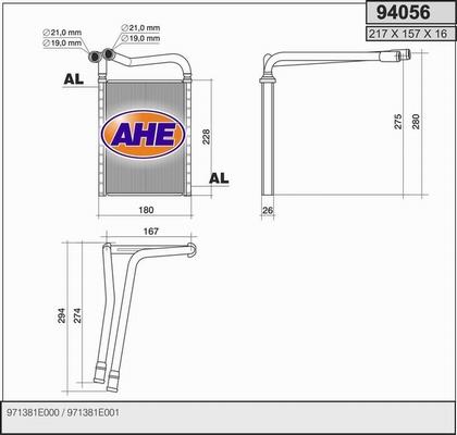 AHE 94056 - Теплообменник, отопление салона autosila-amz.com
