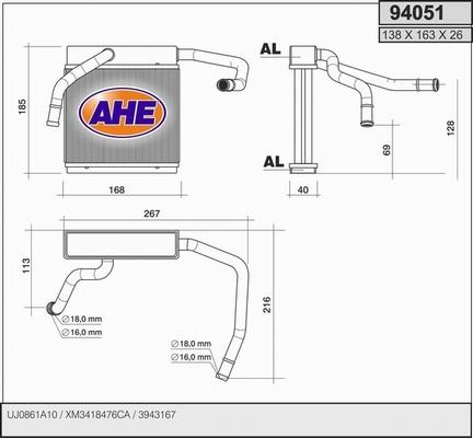 AHE 94051 - Теплообменник, отопление салона autosila-amz.com