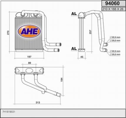 AHE 94060 - Теплообменник, отопление салона autosila-amz.com