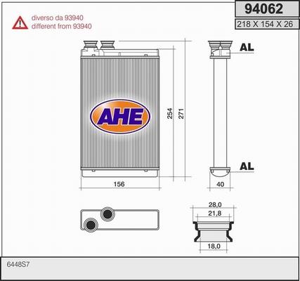 AHE 94062 - Теплообменник, отопление салона autosila-amz.com