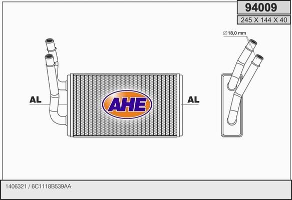 AHE 94009 - Теплообменник, отопление салона autosila-amz.com