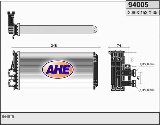 AHE 94005 - Теплообменник, отопление салона autosila-amz.com