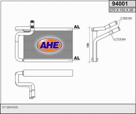 AHE 94001 - Теплообменник, отопление салона autosila-amz.com