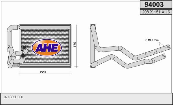 AHE 94003 - Теплообменник, отопление салона autosila-amz.com