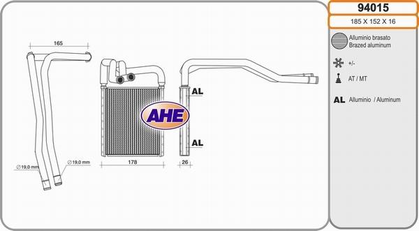 AHE 94015 - Теплообменник, отопление салона autosila-amz.com