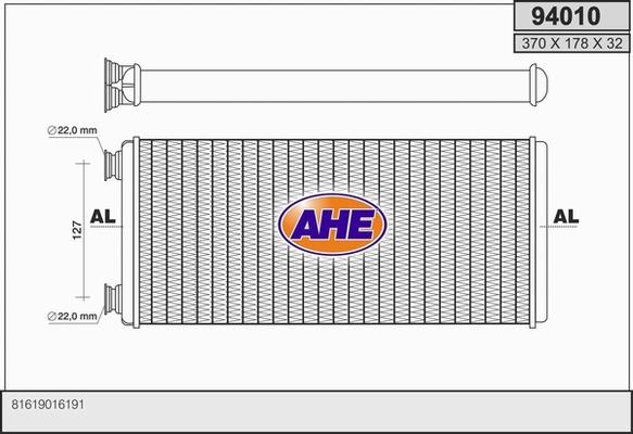 AHE 94010 - Теплообменник, отопление салона autosila-amz.com