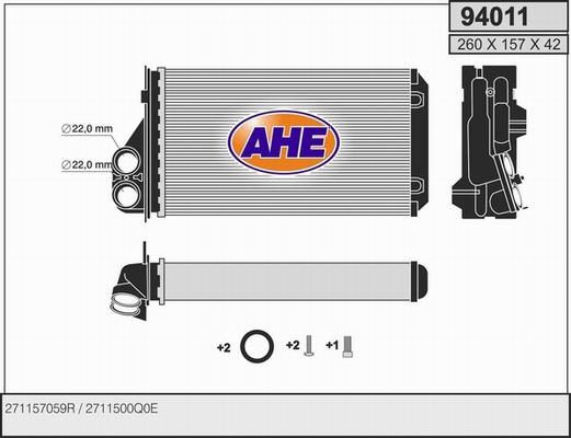 AHE 94011 - Теплообменник, отопление салона autosila-amz.com