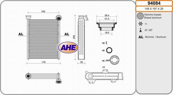 AHE 94084 - Теплообменник, отопление салона autosila-amz.com