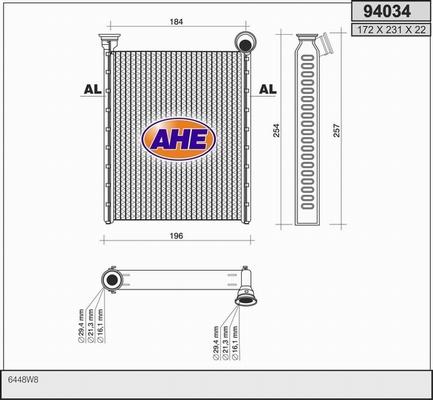 AHE 94034 - Теплообменник, отопление салона autosila-amz.com