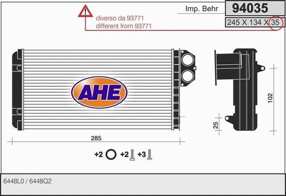 AHE 94035 - Теплообменник, отопление салона autosila-amz.com