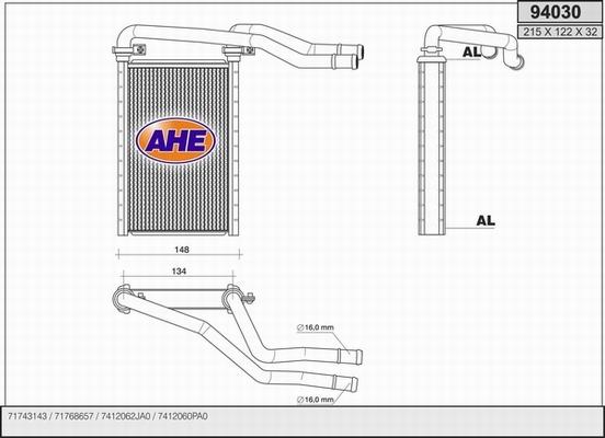 AHE 94030 - Теплообменник, отопление салона autosila-amz.com