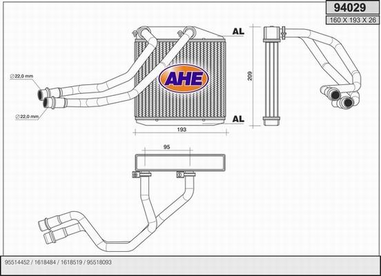 AHE 94029 - Теплообменник, отопление салона autosila-amz.com