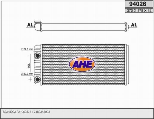 AHE 94026 - Теплообменник, отопление салона autosila-amz.com