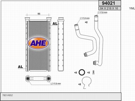 AHE 94021 - Теплообменник, отопление салона autosila-amz.com
