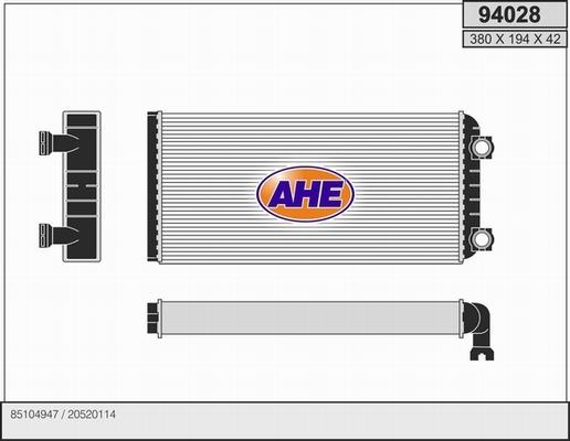AHE 94028 - Теплообменник, отопление салона autosila-amz.com