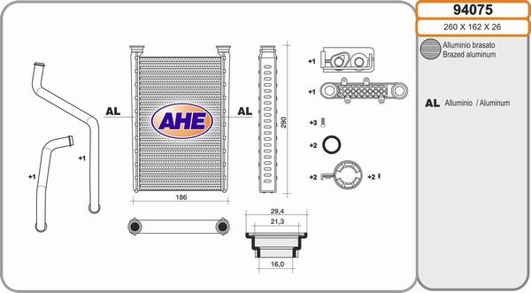 AHE 94075 - Теплообменник, отопление салона autosila-amz.com