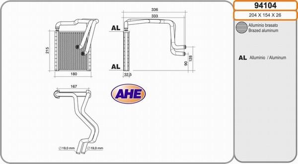 AHE 94104 - Теплообменник, отопление салона autosila-amz.com