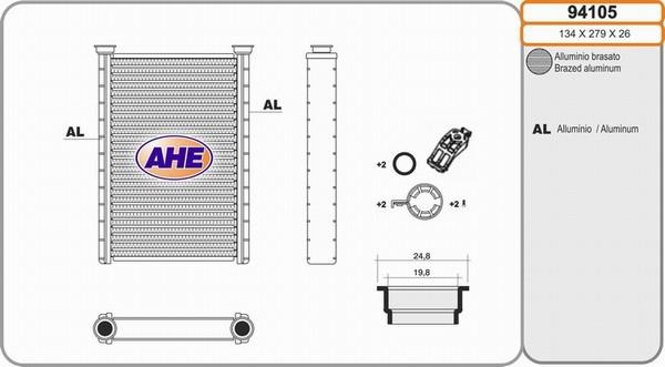 AHE 94105 - Теплообменник, отопление салона autosila-amz.com