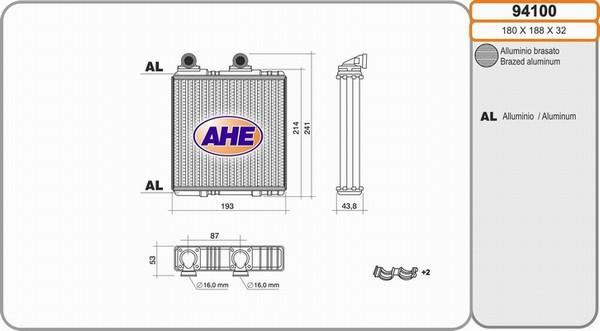 AHE 94100 - Теплообменник, отопление салона autosila-amz.com