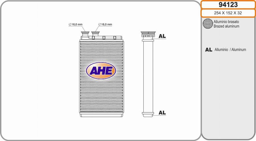 AHE 94123 - Теплообменник, отопление салона autosila-amz.com