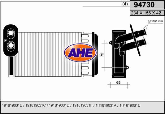 AHE 94730 - Теплообменник, отопление салона autosila-amz.com