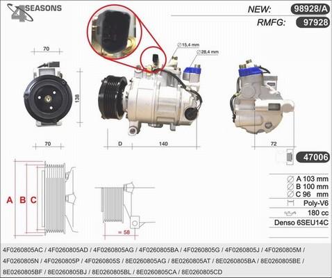 AHE 98928/A - Компрессор кондиционера autosila-amz.com