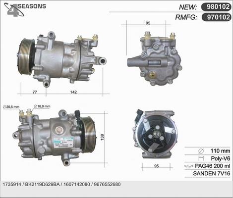 AHE 980102 - Компрессор кондиционера autosila-amz.com