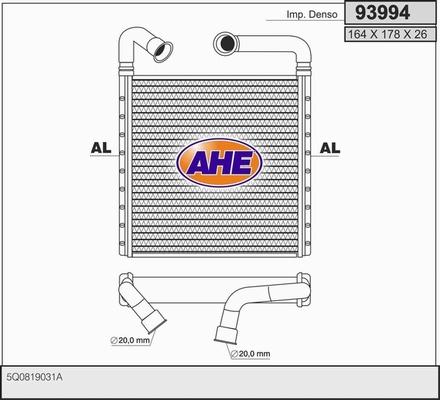 AHE 93994 - Теплообменник, отопление салона autosila-amz.com