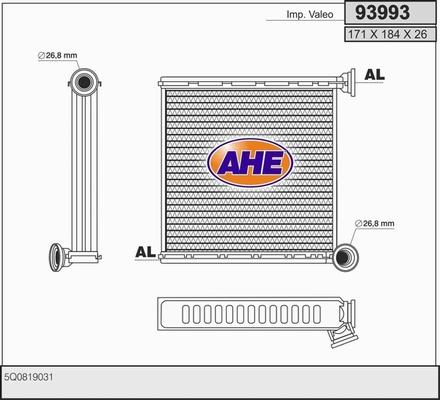 AHE 93993 - Теплообменник, отопление салона autosila-amz.com