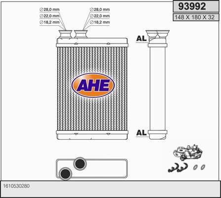 AHE 93992 - Теплообменник, отопление салона autosila-amz.com