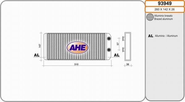 AHE 93949 - Теплообменник, отопление салона autosila-amz.com