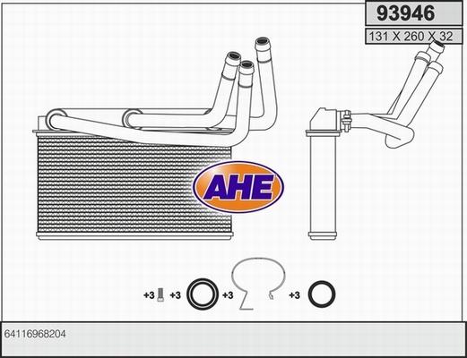 AHE 93946 - Теплообменник, отопление салона autosila-amz.com