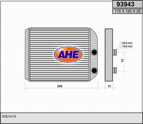 AHE 93943 - Теплообменник, отопление салона autosila-amz.com