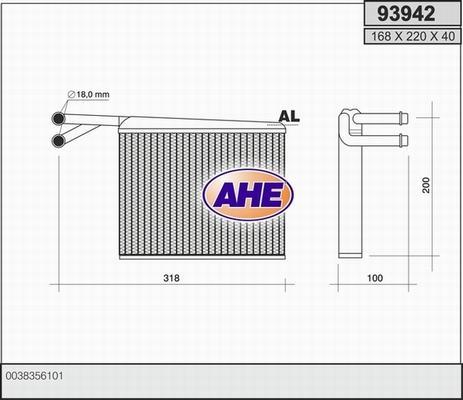 AHE 93942 - Теплообменник, отопление салона autosila-amz.com