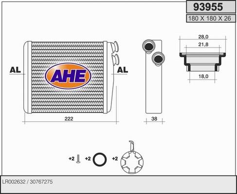 AHE 93955 - Теплообменник, отопление салона autosila-amz.com